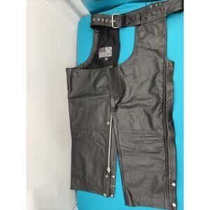 USA Bikers Dream Apparel Chaps Men’s 2XL Black Genuine Leather Lined